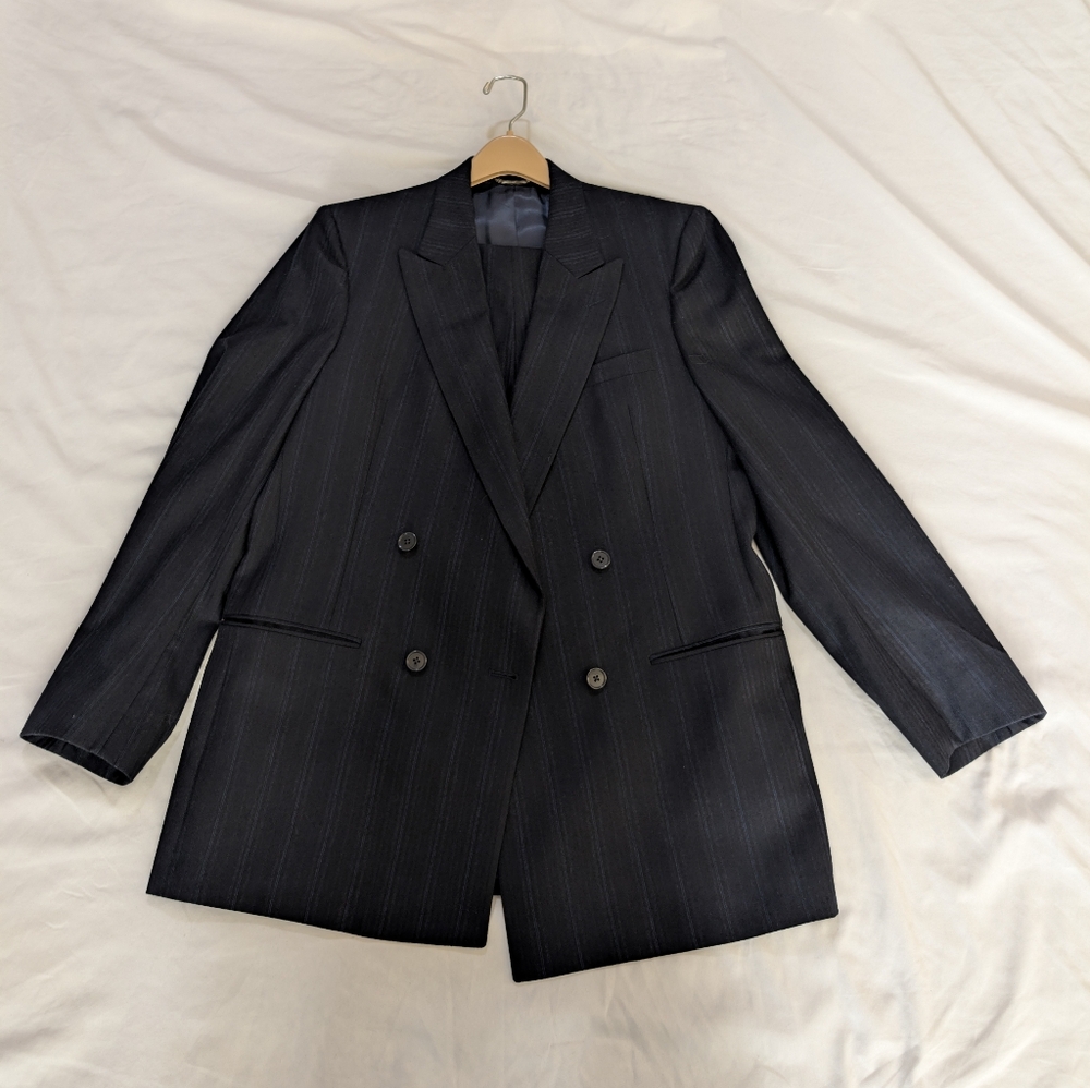 Classic Black Double-Breasted Men's Blazer